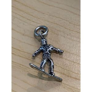 .925 Winter Snowboarder Sterling Silver Jewelry Charm